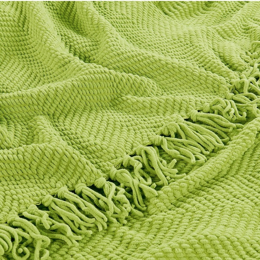 Lime Green Knitted Throw Blanket